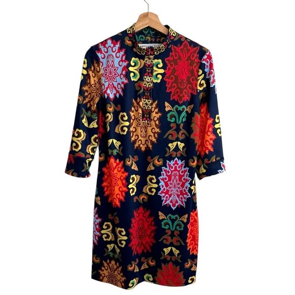 Gretchen Scott Jersey Mandarin Dress Size S Turkish Delight Maximalist Preppy - Picture 1 of 8